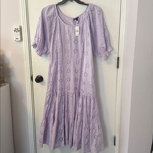 Ann Taylor Lavender Eyelet Tiered Dress